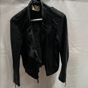 William Rast Black Leather Biker Jacket